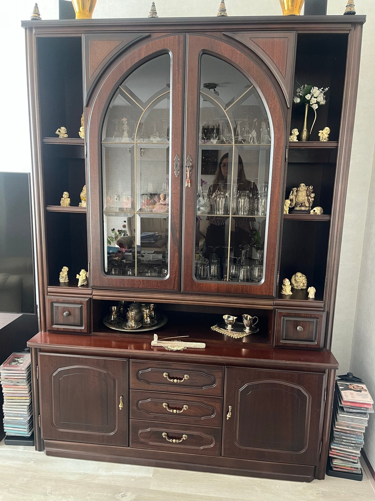 Klassieke vitrinekast, Huis en Inrichting, Ophalen, Gebruikt, 100 tot 150 cm, 200 cm of meer
