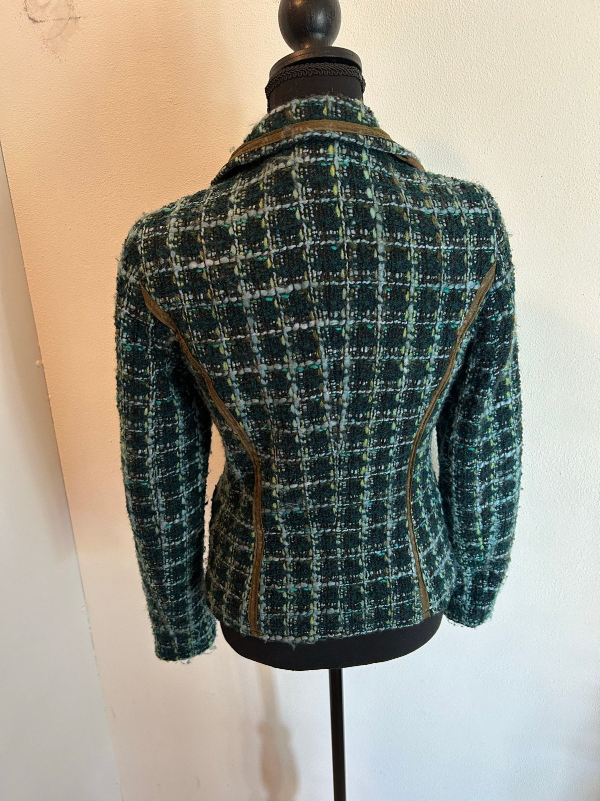Vintage Vanilia Tweed Jasje - Maat 38/40 (M), Ophalen, Zo goed als nieuw, Maat 38/40 (M), Groen