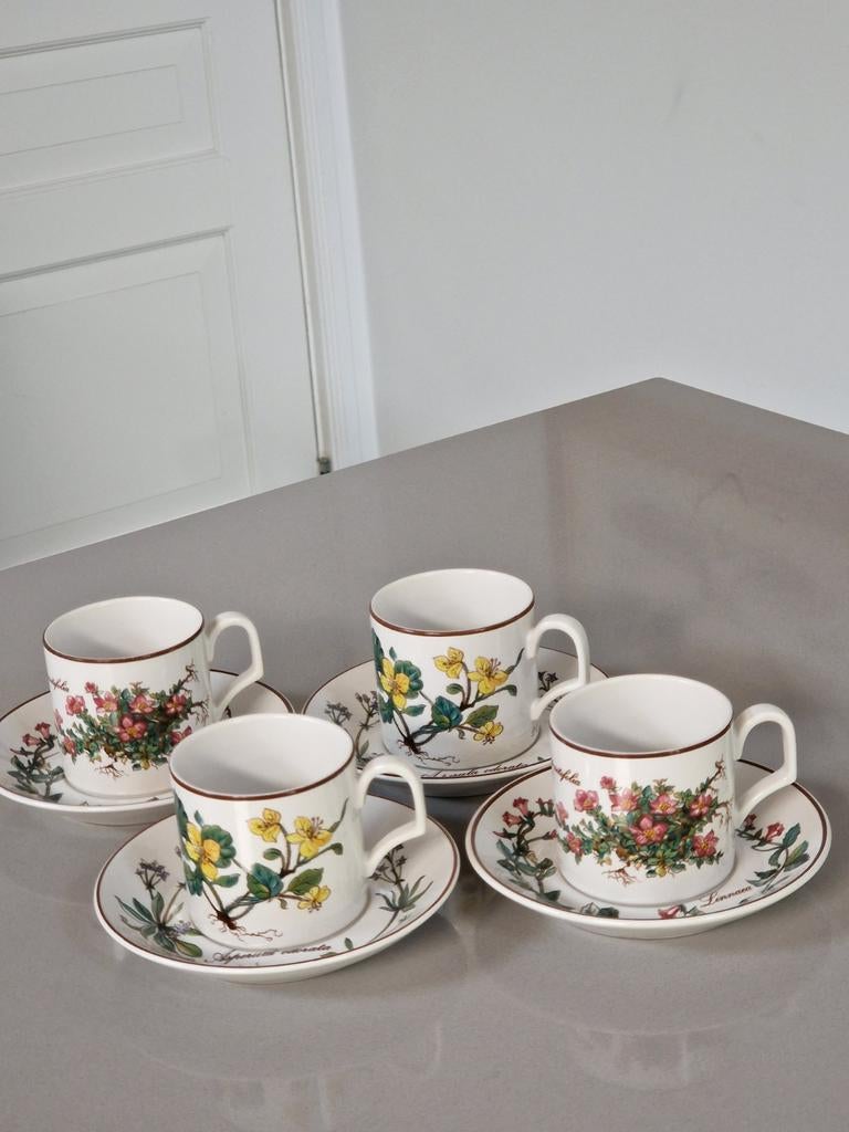 4 Espressokopjes + schotels Villeroy en Boch Botanica DE, Huis en Inrichting, Keuken | Servies, Ophalen of Verzenden, Zo goed als nieuw