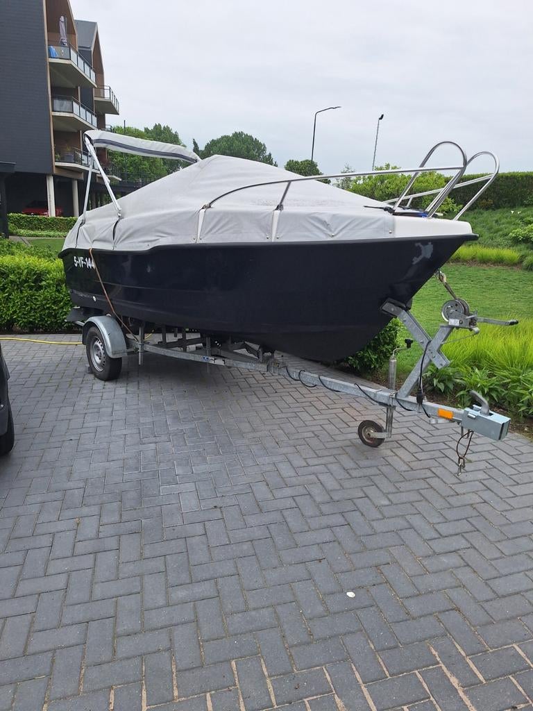 Tourboot Marion 440 met Tohatsu 50 PK, Watersport en Boten, Afdekzeil, Buitenboordmotor, Zo goed als nieuw, Polyester