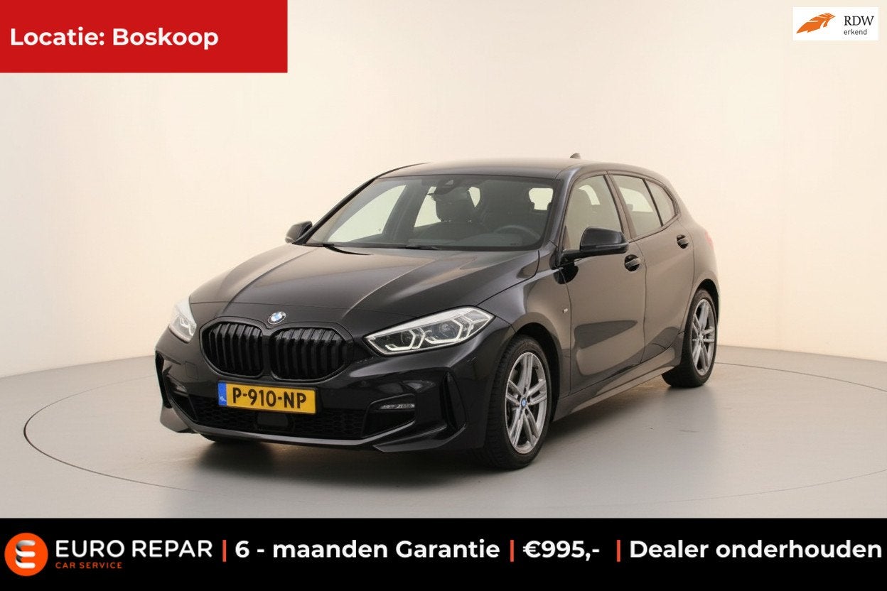 BMW 1-serie 118i Business Edition M-PAKKET DEALER OND NL-AUT, 136 pk, Gebruikt, Leder en Stof, Zwart