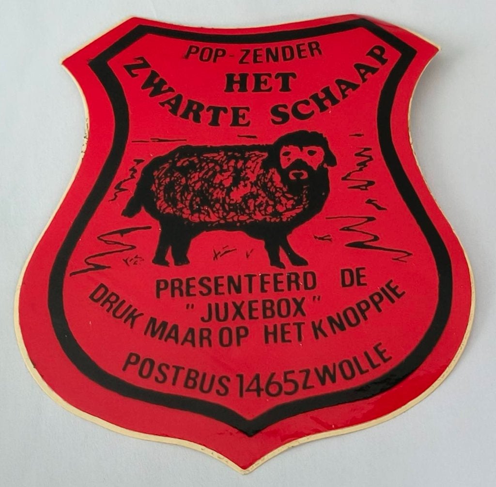 Sticker Pop-zender Het zwarte schaap."Juxebox" Zwolle, Ophalen of Verzenden, Zo goed als nieuw, Film, Tv of Omroep