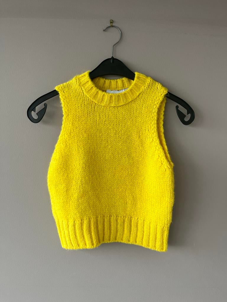 COLLUSION Gele Gebreide Cropped Top - Maat S, Kleding | Dames, Geel, Ophalen of Verzenden, Zo goed als nieuw, Maat 36 (S)