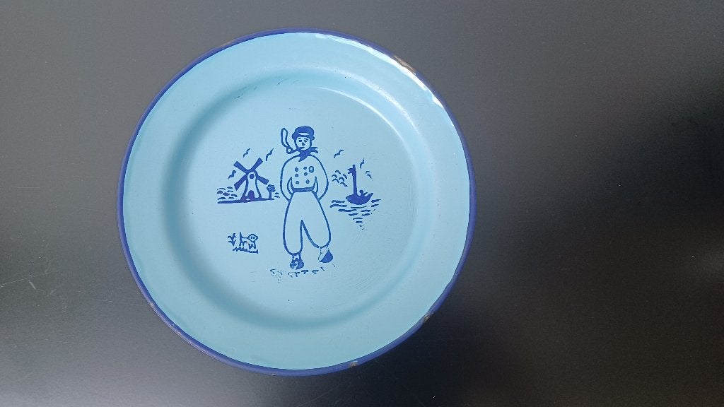 Emaille blauw bordje, Antiek en Kunst, Antiek | Emaille, Ophalen of Verzenden