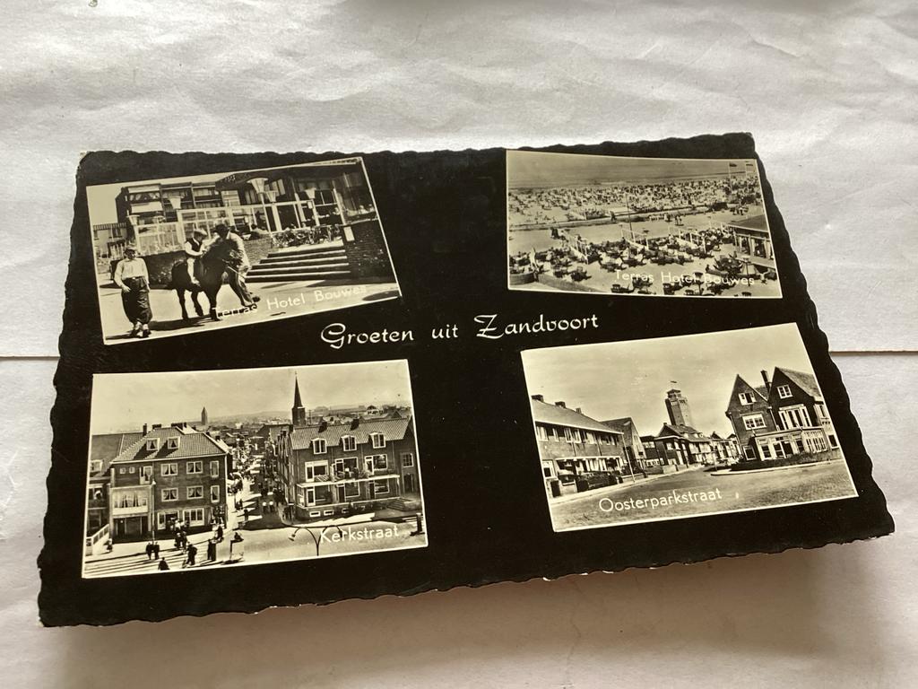 Oude ansichtkaart Zandvoort - Hotel Bouwes, Kerkstraat, Ophalen of Verzenden, 1940 tot 1960, Gelopen, Noord-Holland
