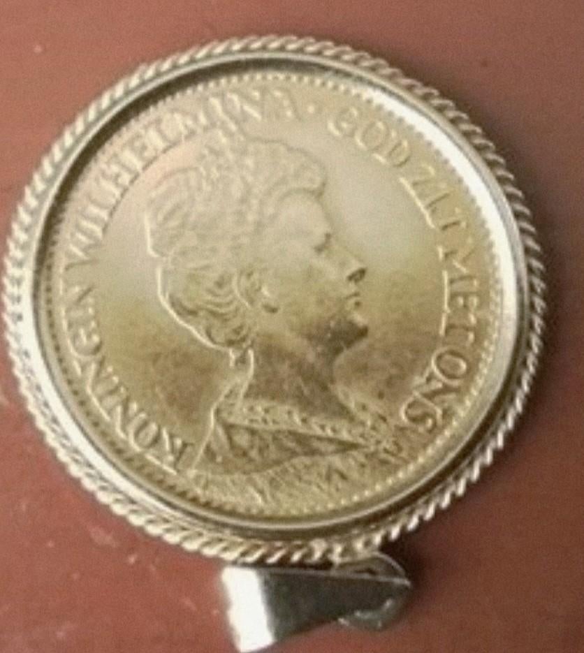 Gouden 10 gulden Wilhelmina 1913 in 14k gouden hanger, Postzegels en Munten, Munten | Nederland, Ophalen of Verzenden, Koningin Wilhelmina