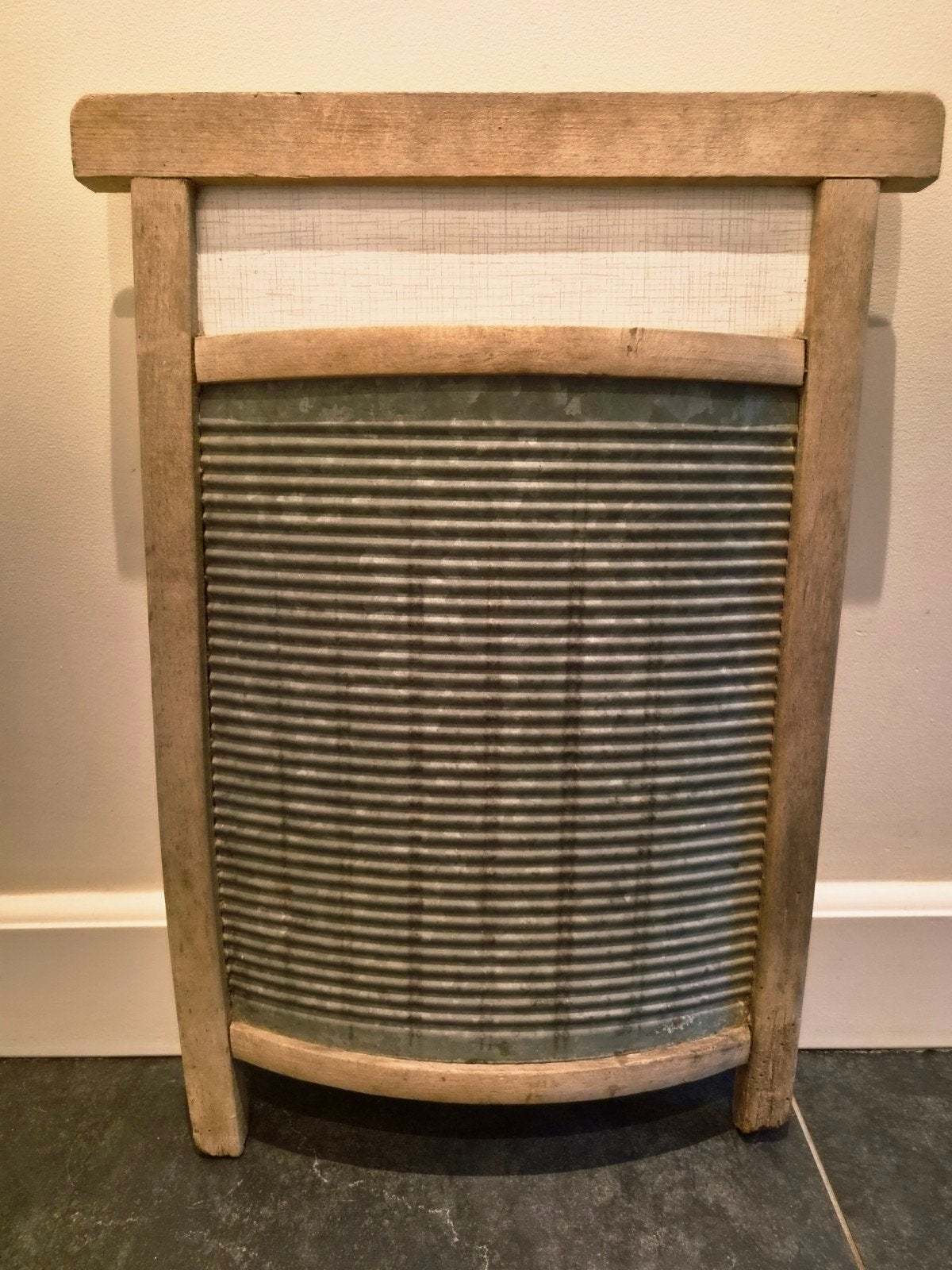 Vintage houten wasbord met zinken ribbels, Ophalen of Verzenden