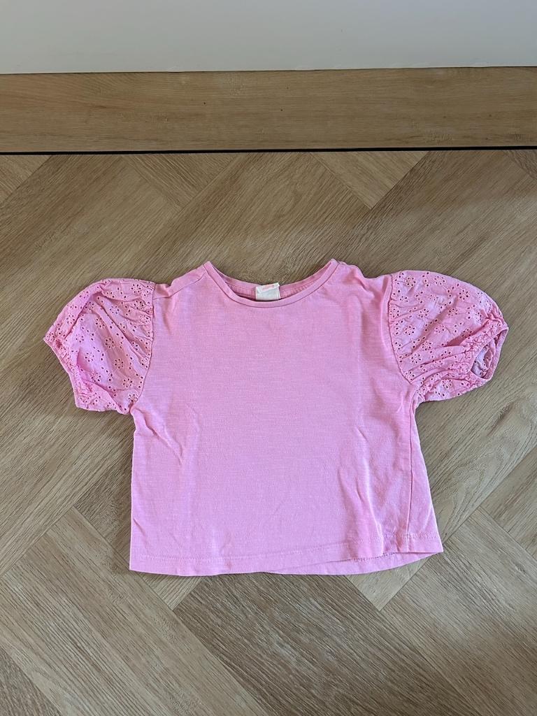 Z.g.a.n. Roze shirt van de Zara met pofmouwen, maat 86, Kinderen en Baby's, Babykleding | Maat 86, Meisje, Ophalen of Verzenden