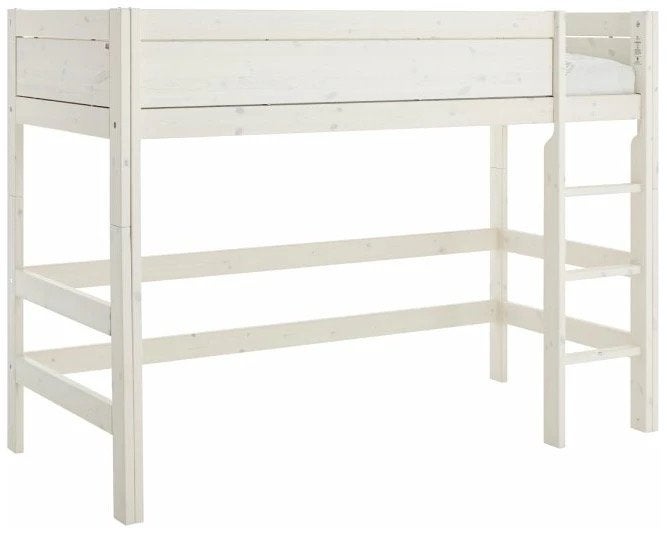 Lifetime Hoogslaperbed met Bureau 90x200 cm Whitewash/Grijs, Ophalen, Gebruikt, Eenpersoons, 160 tot 180 cm