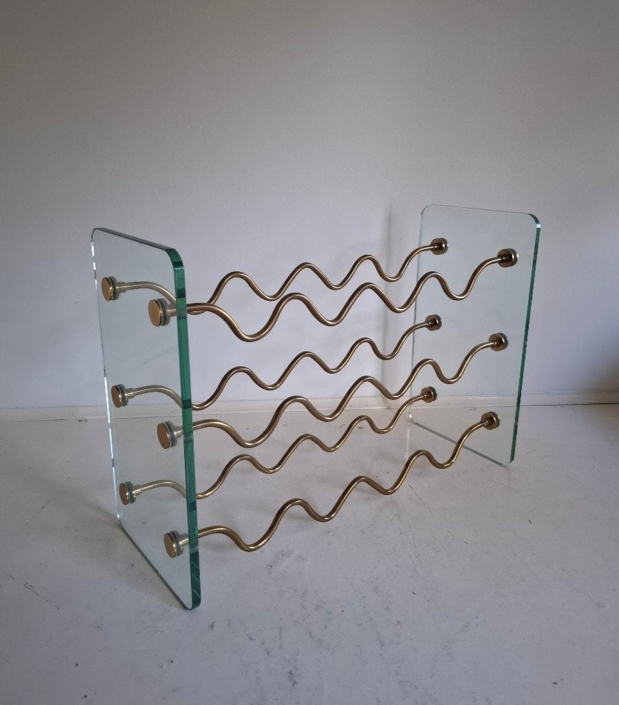 wijnrek david lange 70's  design, Ophalen, Gebruikt, 5 tot 15 flessen, Metaal