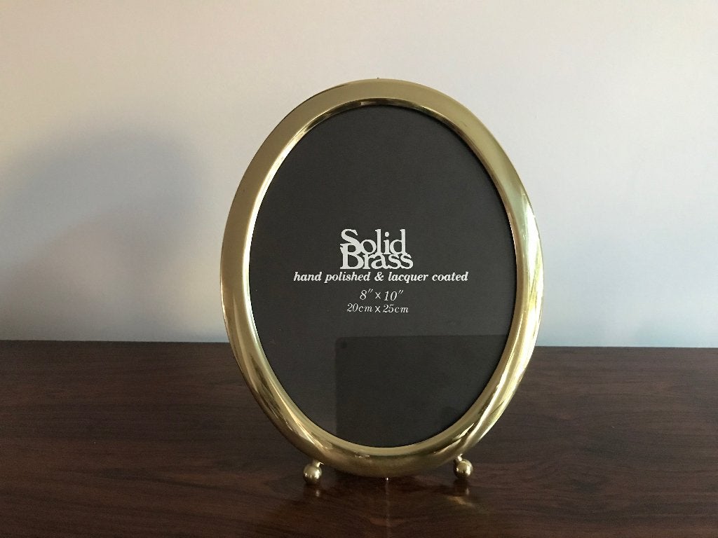 lijst kader metaal ovaal goudkleurig met glas Solid Brass, Ophalen of Verzenden