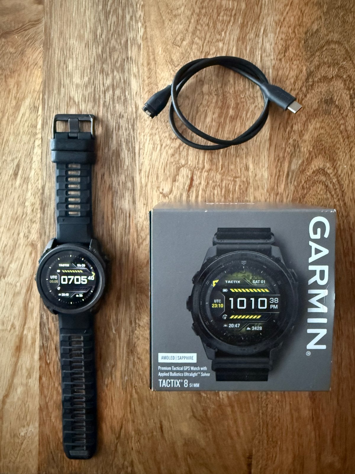 Garmin tactix 8 51mm - Zo goed als nieuw met extra band, Ophalen, Zwart, Zo goed als nieuw, Waterdicht