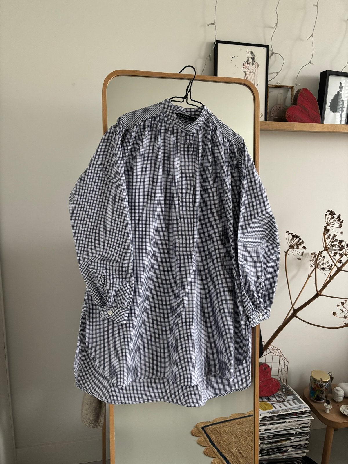 Sofie D'Hoore blouse/tuniek blauw/wit geblokt maat 38, Ophalen of Verzenden, Zo goed als nieuw, Maat 38/40 (M), Blauw