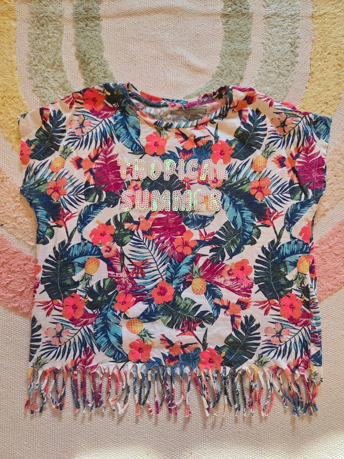 Bloemen shirt botanische print maat 140 C&A, Kinderen en Baby's, Kinderkleding | Maat 140, C&A, Meisje, Ophalen of Verzenden, Zo goed als nieuw