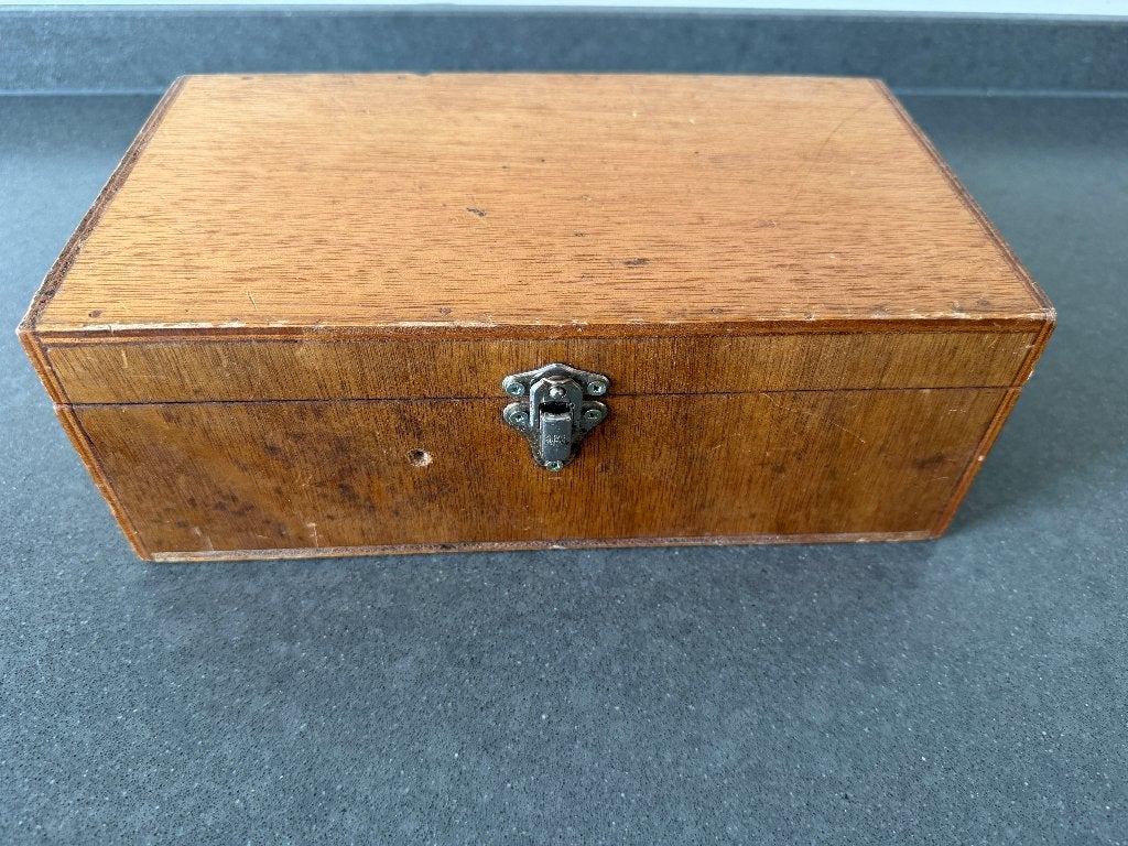 Vintage houten kistje / houten opbergdoosje, Ophalen of Verzenden
