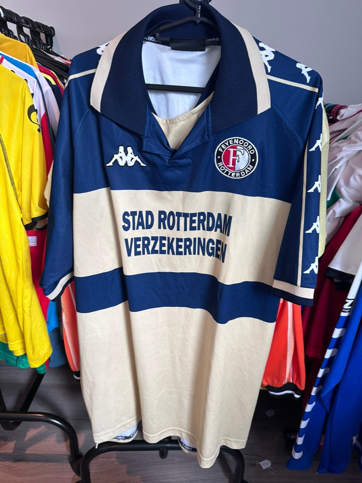 Matchworn Europees Feyenoord voetbal shirt uit 2000/2001, Groter dan maat XL, Verzenden, Zo goed als nieuw, Shirt