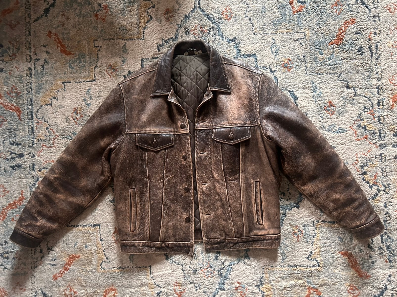 Levi’s trucker jacket leather, Ophalen of Verzenden, Zo goed als nieuw, Bruin