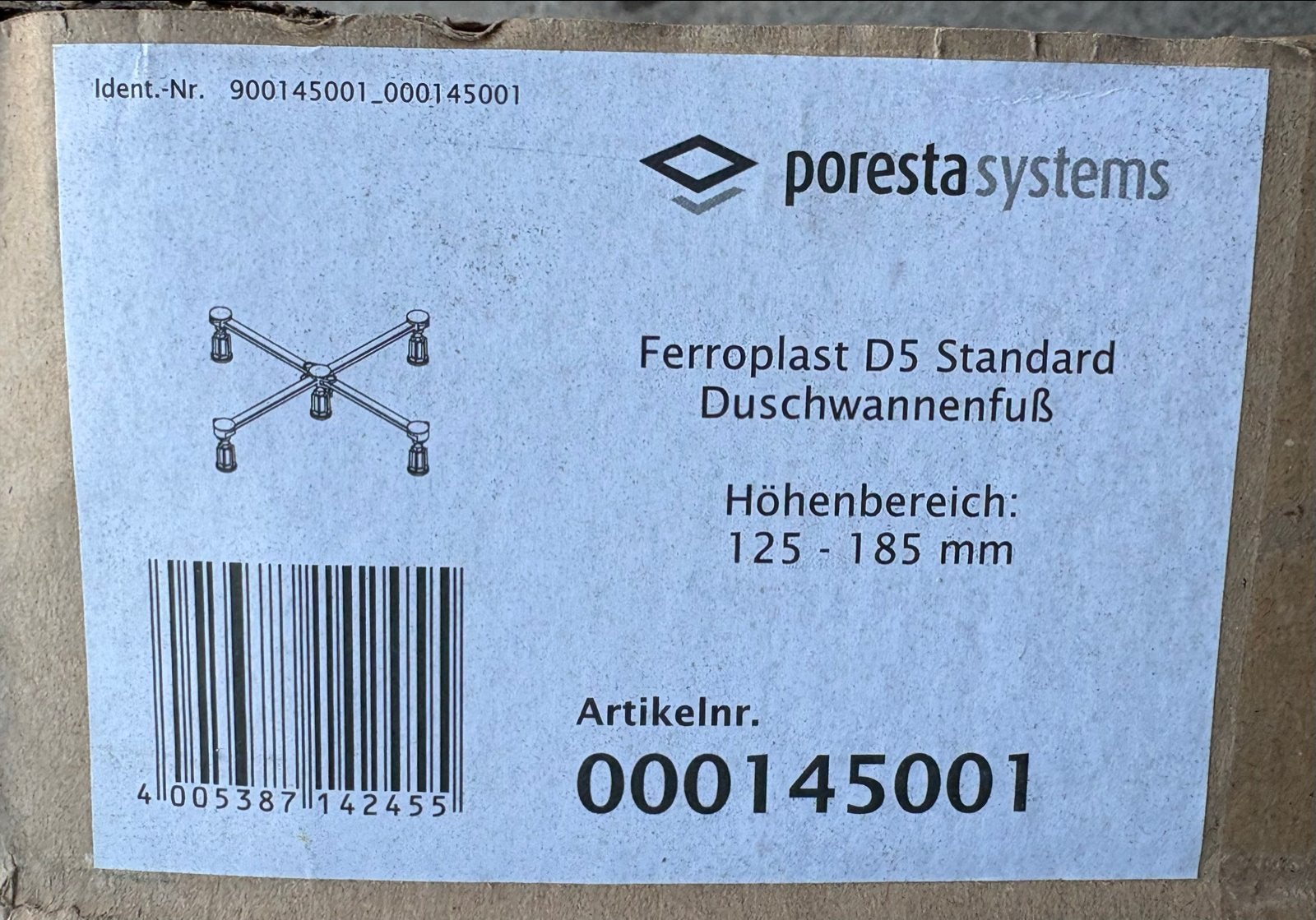 Poresta Systems Ferroplast D5 Douchebak onderstel, Ophalen, Nieuw, Douche