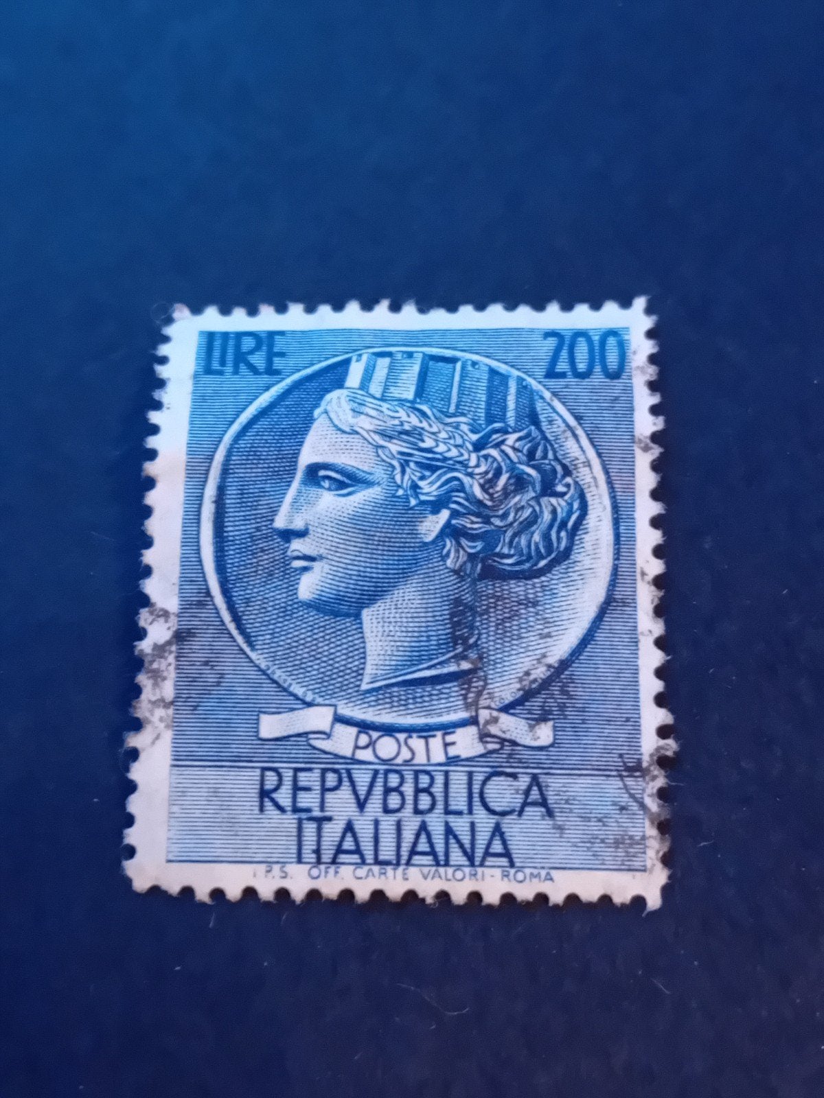 Italiaanse postzegel 200 Lire Republiek, Ophalen of Verzenden, Na 1940, Gestempeld