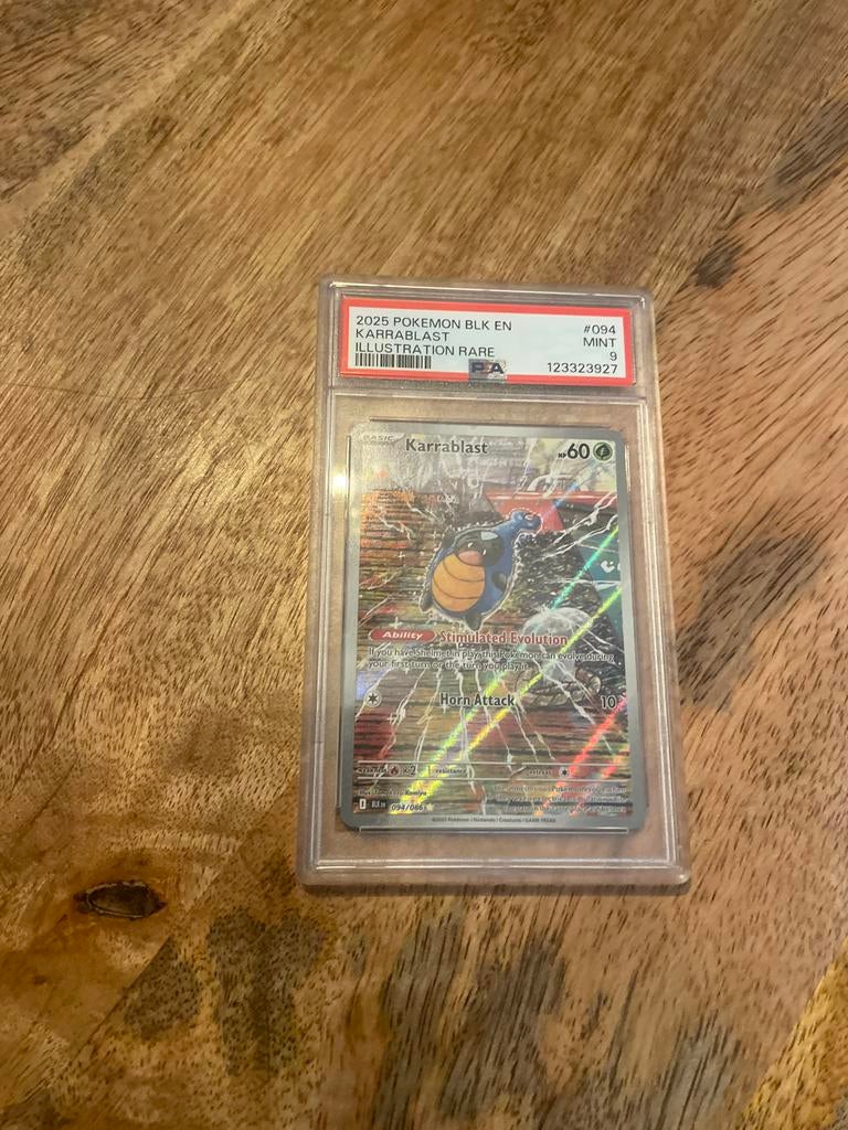 Karrablast Pokémon kaart PSA 9, Ophalen, Zo goed als nieuw, Losse kaart, Foil
