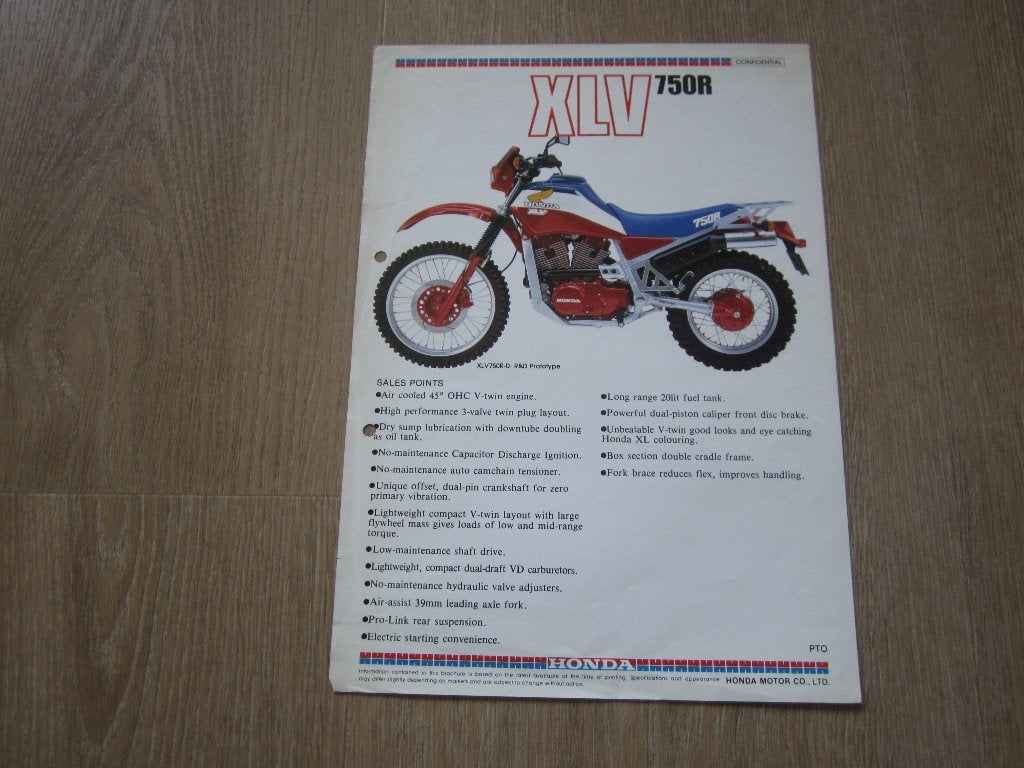 Honda XLV 750 R brochure folder 1983 ?, Motoren, Ophalen of Verzenden, Honda