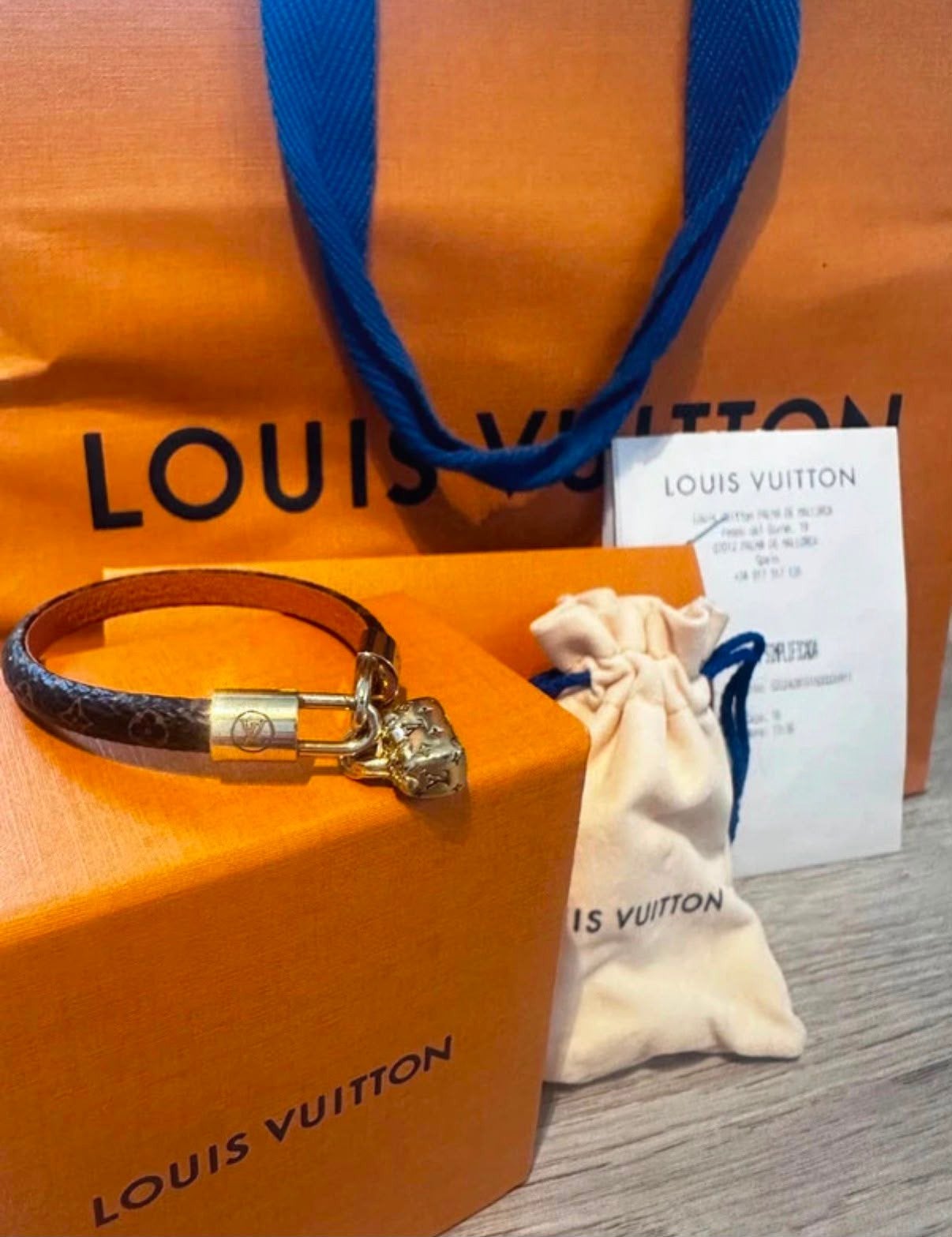 Louis Vuitton Armband 17 cm, Ophalen, Bruin, Leer, Zo goed als nieuw