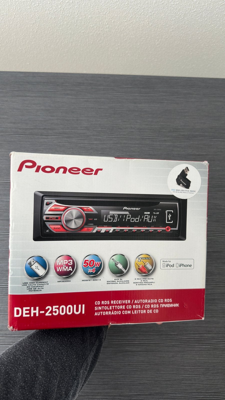 Pioneer DEH-2500UI Autoradio CD RDS met USB/iPod/AUX, Ophalen, Zo goed als nieuw