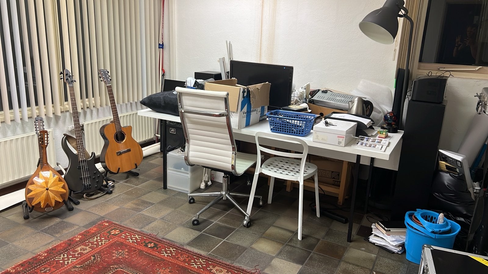 Stevig wit bureau - 220 x 80 cm, Ophalen, Gebruikt, Wit, Overige typen