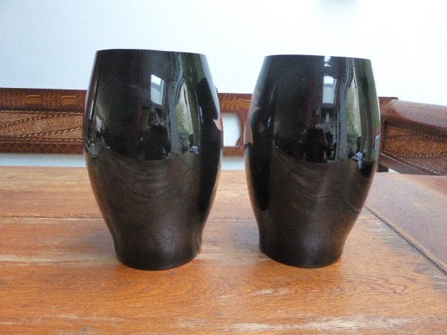 2 art deco opaline vazen met prachtige beschildering, Booms, Ophalen of Verzenden