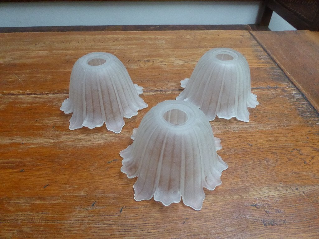 3 vintage persglazen lampenkapjes