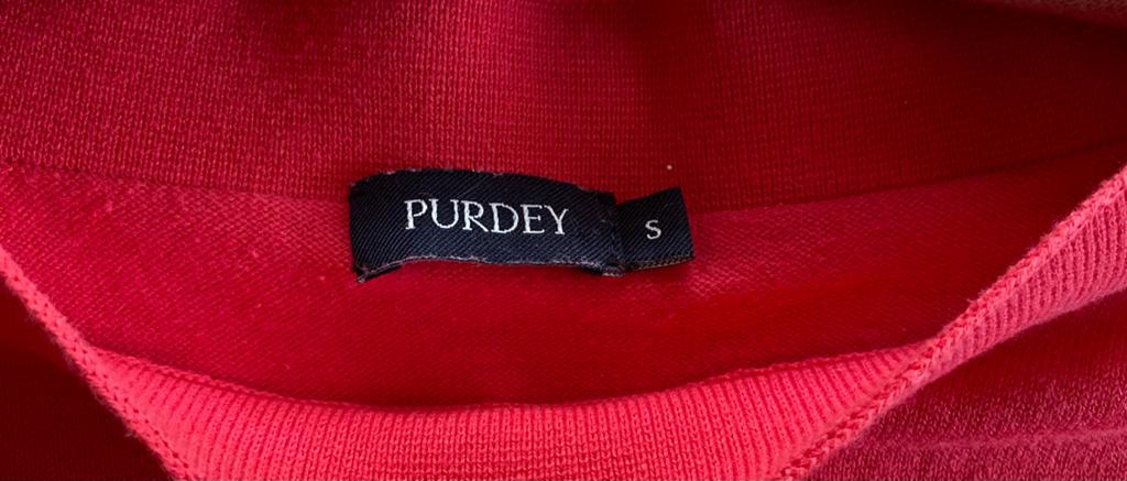 Zacht rode katoenen jurk Purdey, mt S, Kleding | Dames, Maat 38/40 (M), Ophalen of Verzenden, Zo goed als nieuw, Knielengte