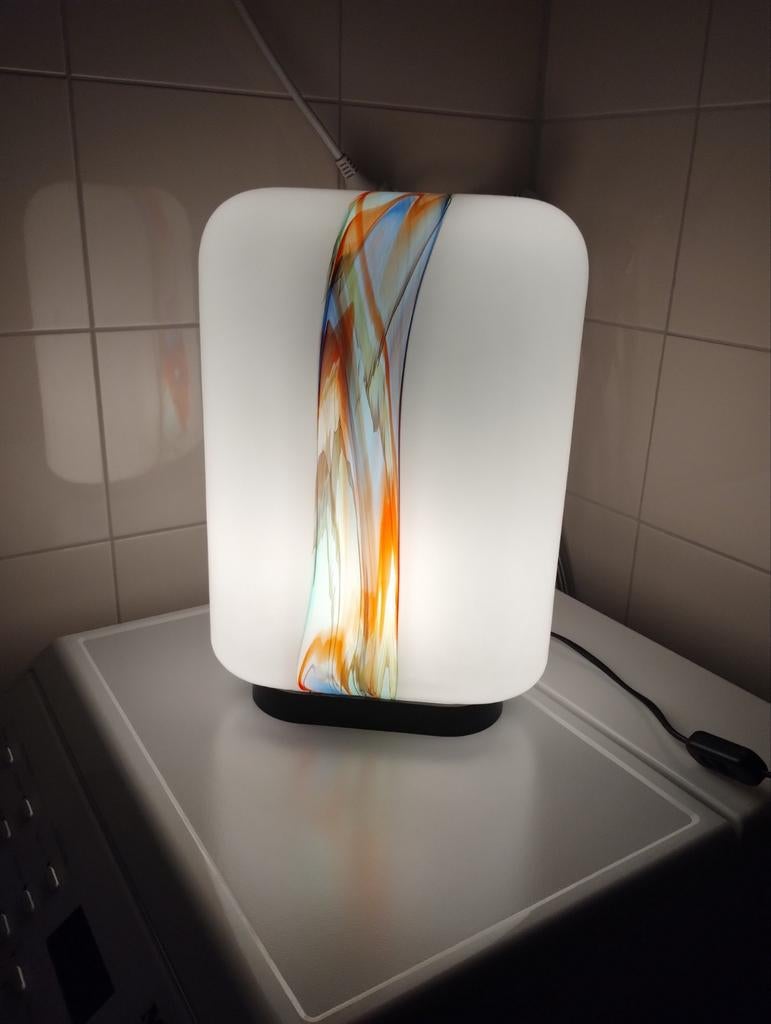 Murano Missoni Arte Vetro opaline polychrome tafellamp, Huis en Inrichting, Ophalen of Verzenden, Glas, Minder dan 50 cm