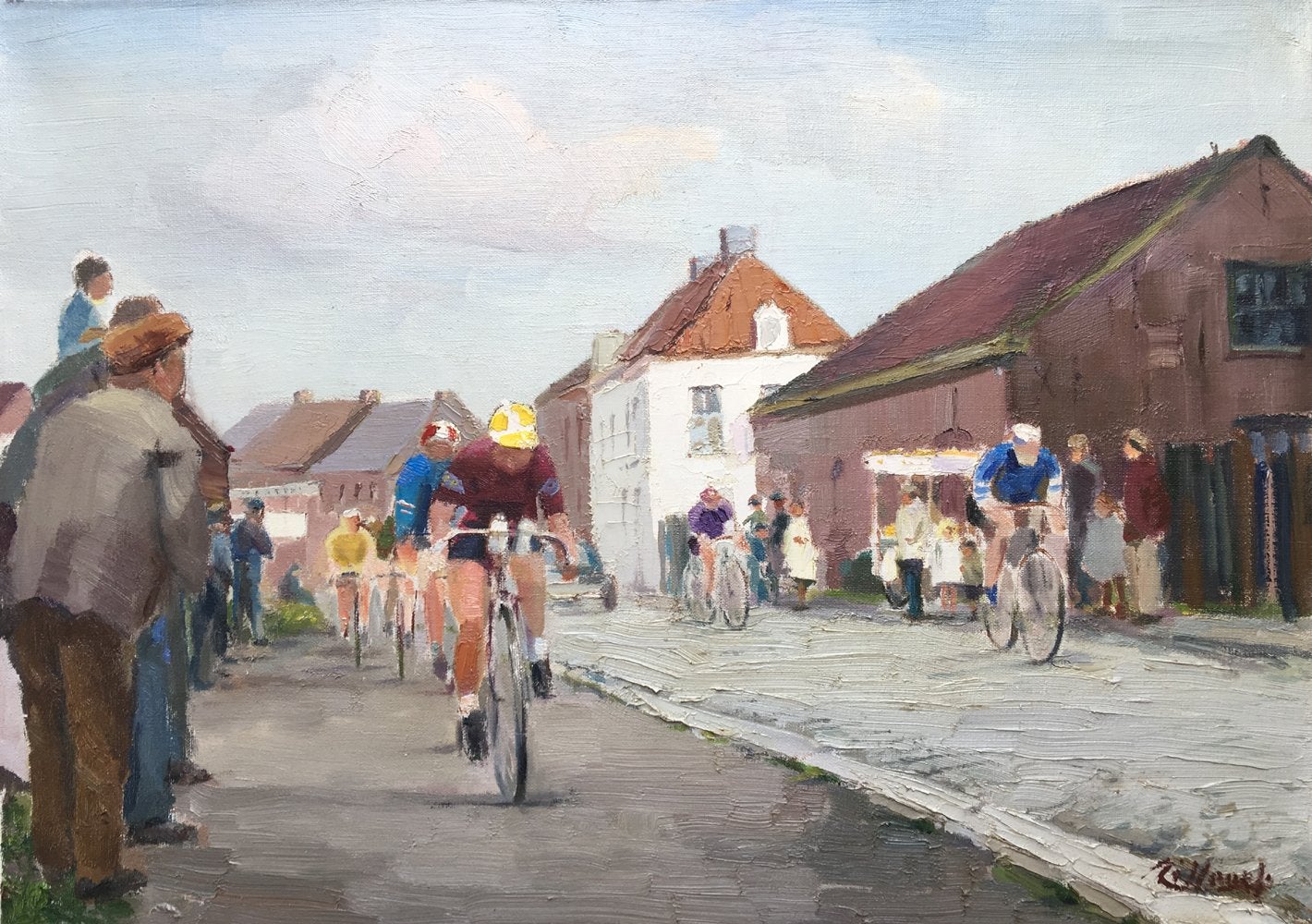 NU TE ZIEN | Wielrennen, Processie Lier | GALERIE 81 Woerden, Ophalen, Doek, Realistisch, Gesigneerd