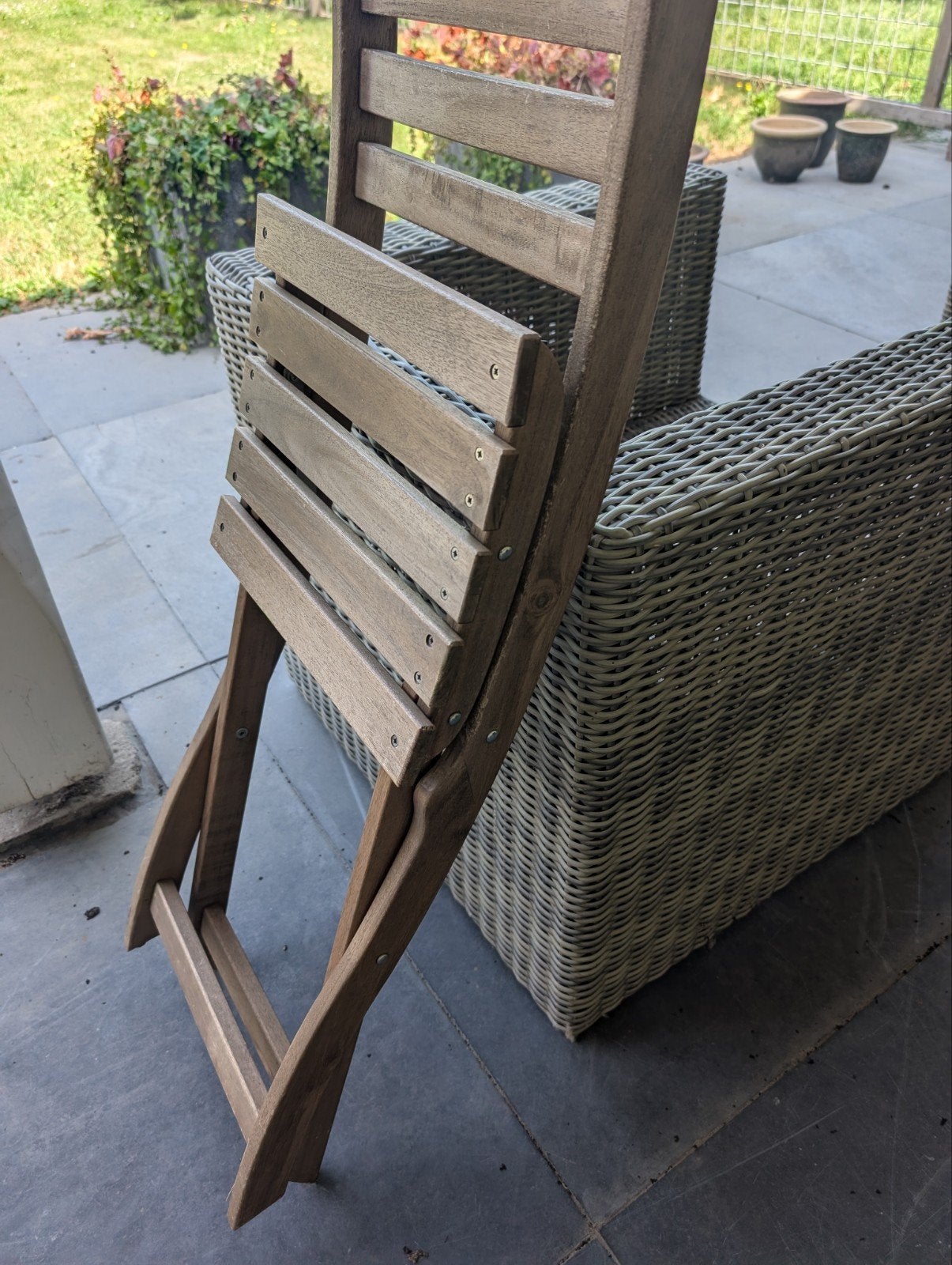 Houten inklapbare stoel, Gebruikt, Overige kleuren, Vijf, Zes of meer stoelen, Hout