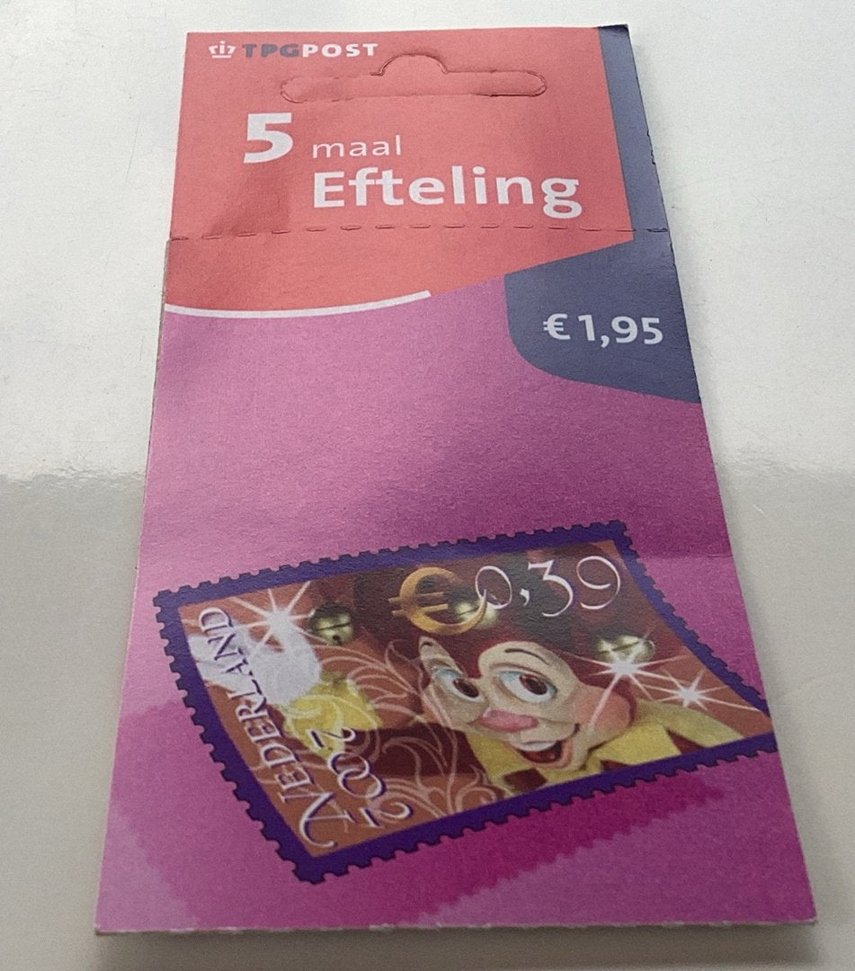 Efteling postzegel 5 stuks van 0.39 cent 2002, Ophalen of Verzenden