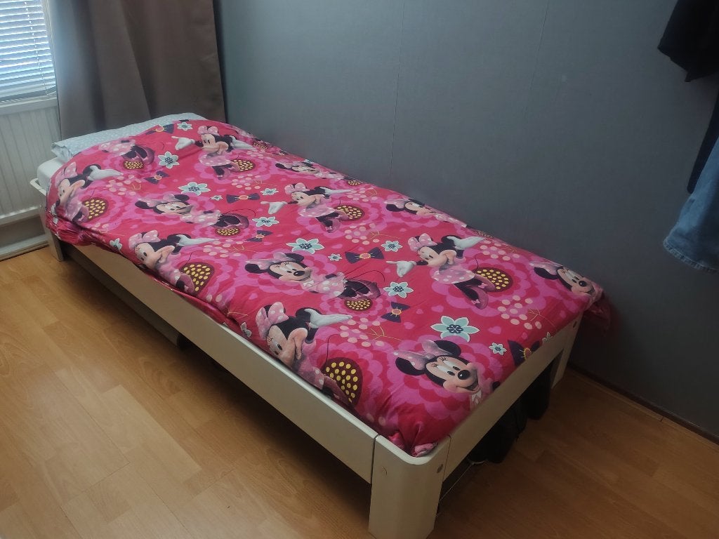 Eenpersoonsbed met lattenbodem, Ophalen, Eenpersoons, Wit, Zo goed als nieuw