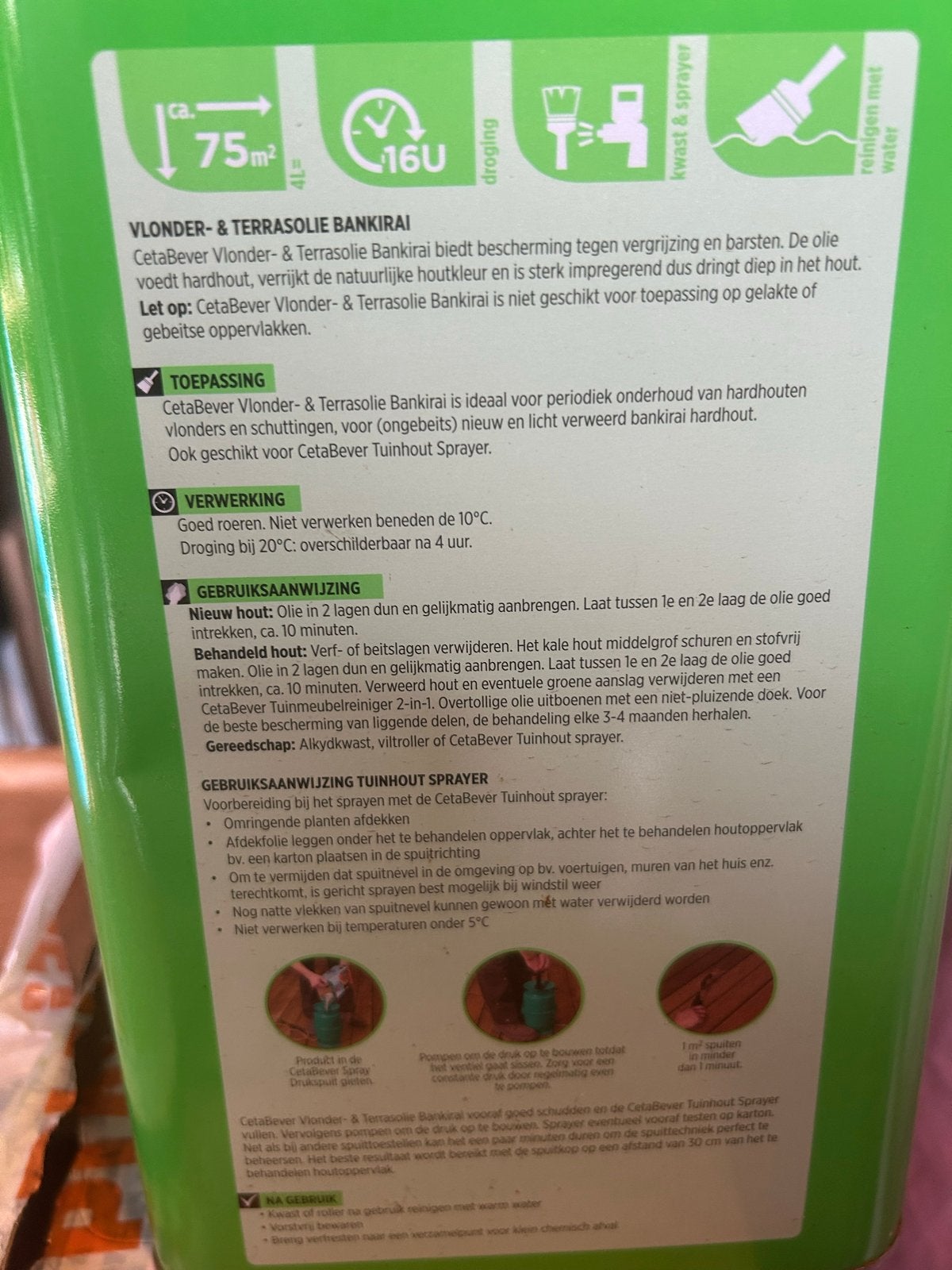 CetaBever Vlonder&Terras Bankirai Olie 4L Blanke Beschermin, Ophalen, Overige kleuren, Nieuw, Beits
