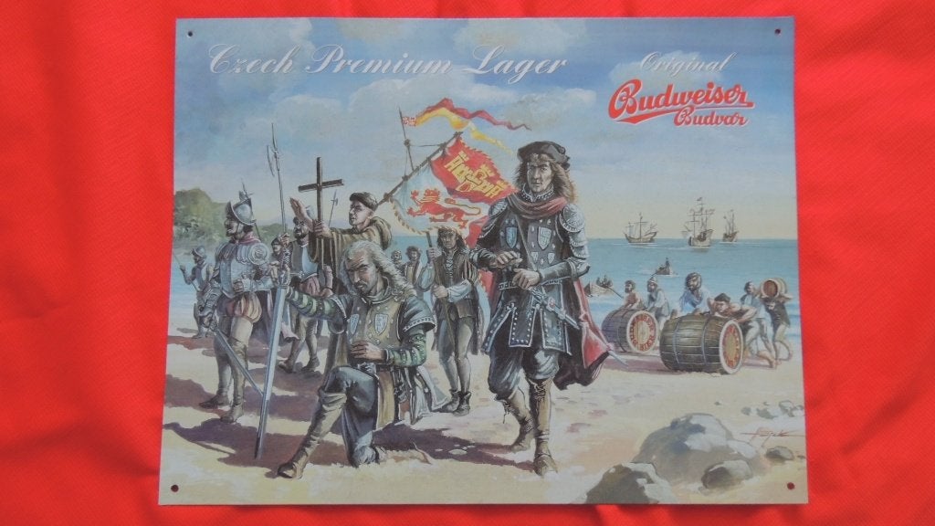 Budweiser Budvar Reclamebord - Czech Premium Lager, Ophalen, Zo goed als nieuw, Reclamebord, Plaat of Schild, Overige merken