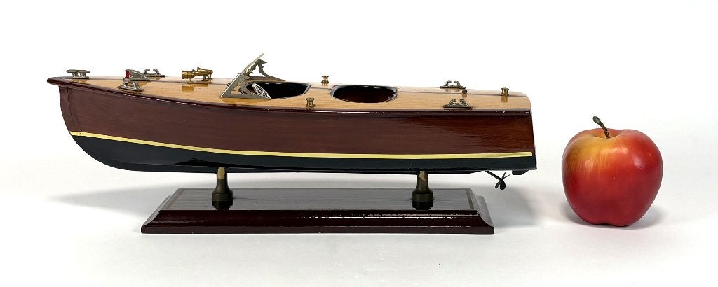 1061. Houten modelboot - mahonie en messing, ca. 1980, Ophalen, Zo goed als nieuw