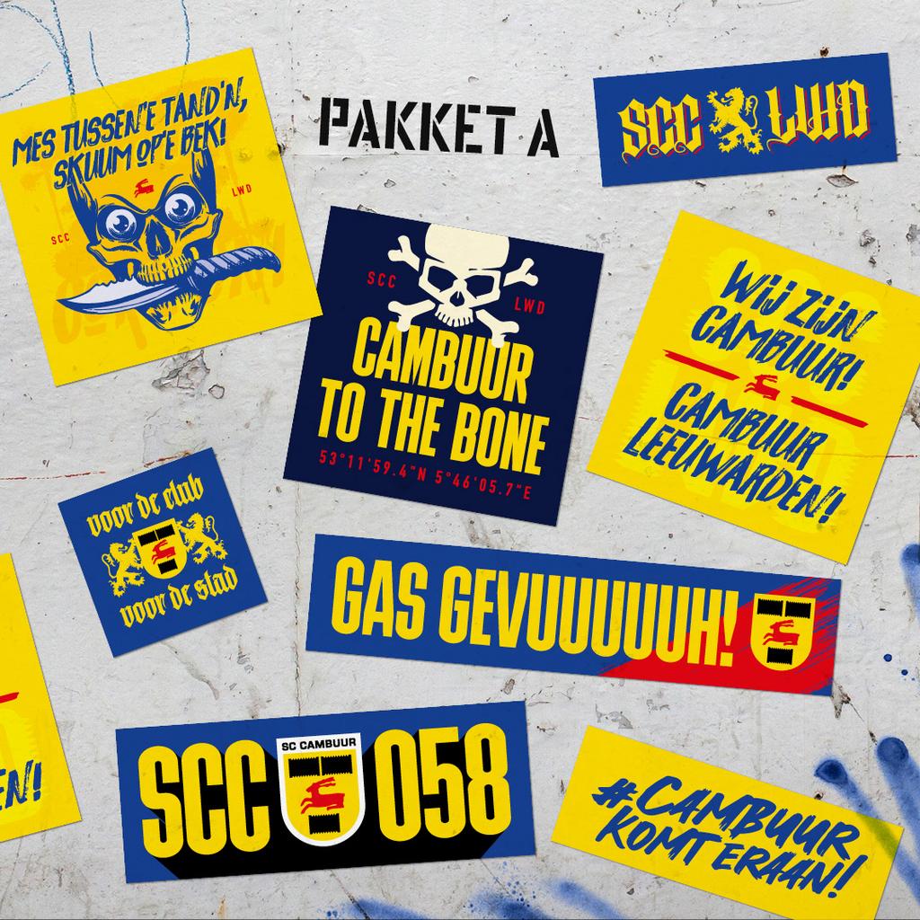 SC Cambuur Leeuwarden stickerpakket A (38 verschillende), Ophalen of Verzenden, Nieuw, Meerdere stickers