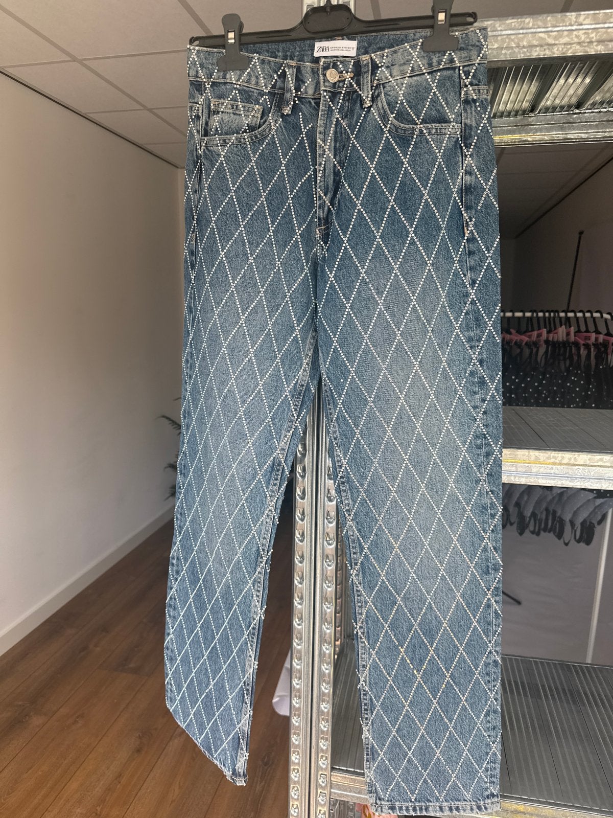 Zara Jeans met Strass Steentjes - Maat 34, Ophalen of Verzenden, Zo goed als nieuw, Blauw, W27 (confectie 34) of kleiner
