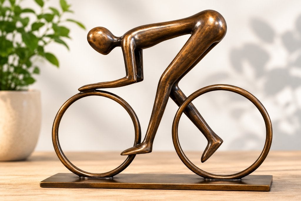 WIELRENNER / BRONZEN BEELD, Ophalen of Verzenden, Handgemaakt, Brons, Beeld