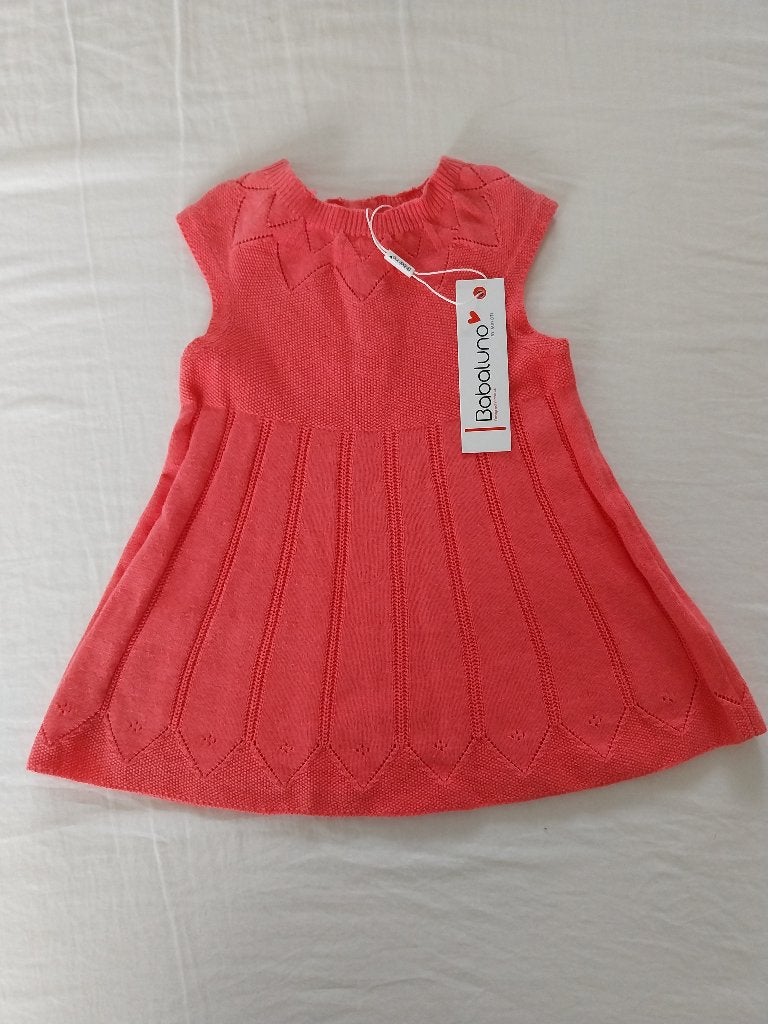 Minoti Babaluna koraalrood knitted jurkje maat 68-74 NIEUW, Kinderen en Baby's, Babykleding | Maat 68, Meisje, Jurkje of Rokje