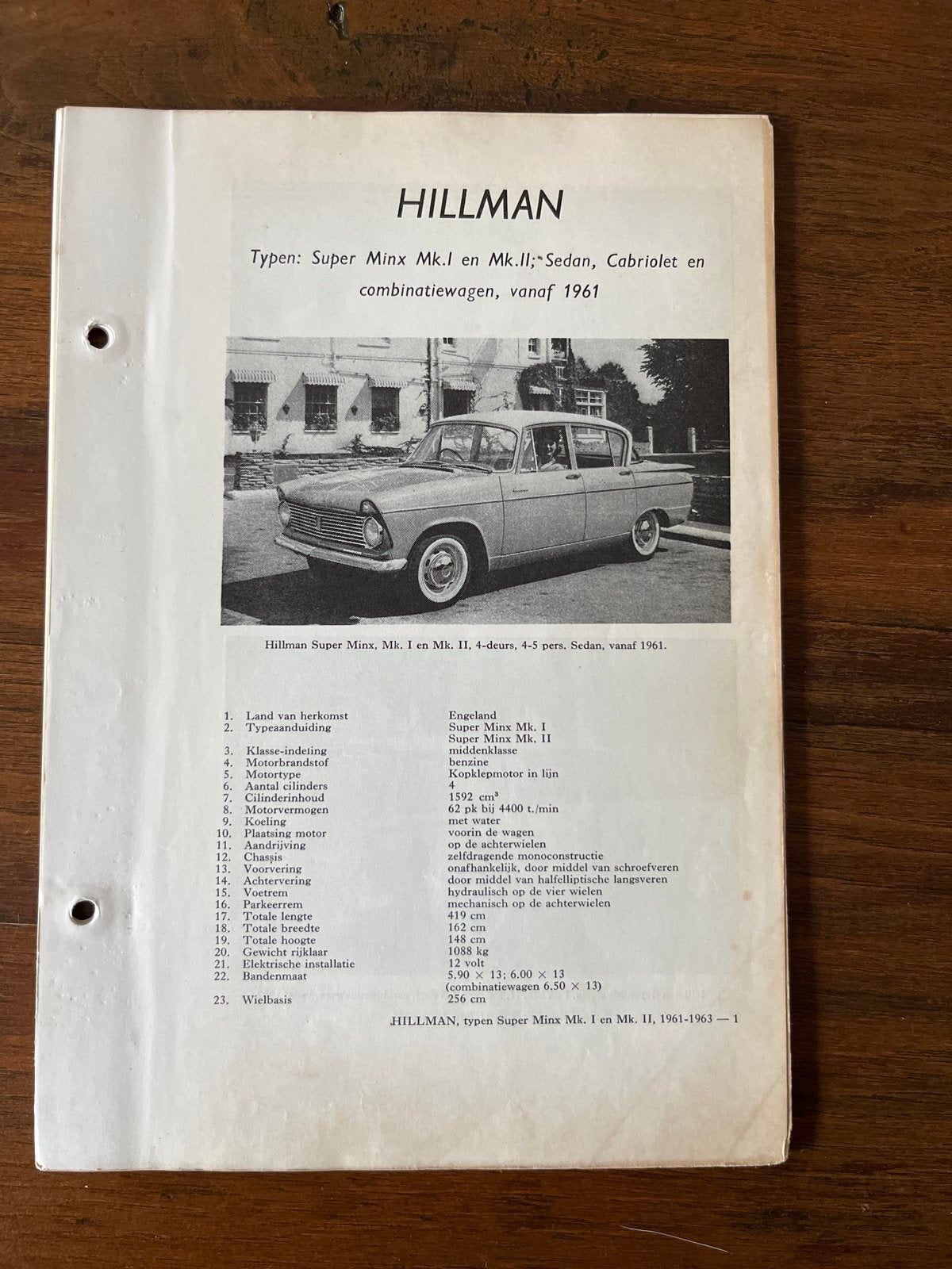 Kluwer Autotechnisch Handboek Hillman Super Minx Mk.I/II, Ophalen of Verzenden