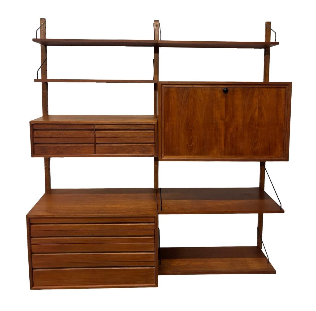 Vintage Poul Cadovius Royal System wandsysteem wallunit, Ophalen, Gebruikt, Met klep(pen), Teakhout
