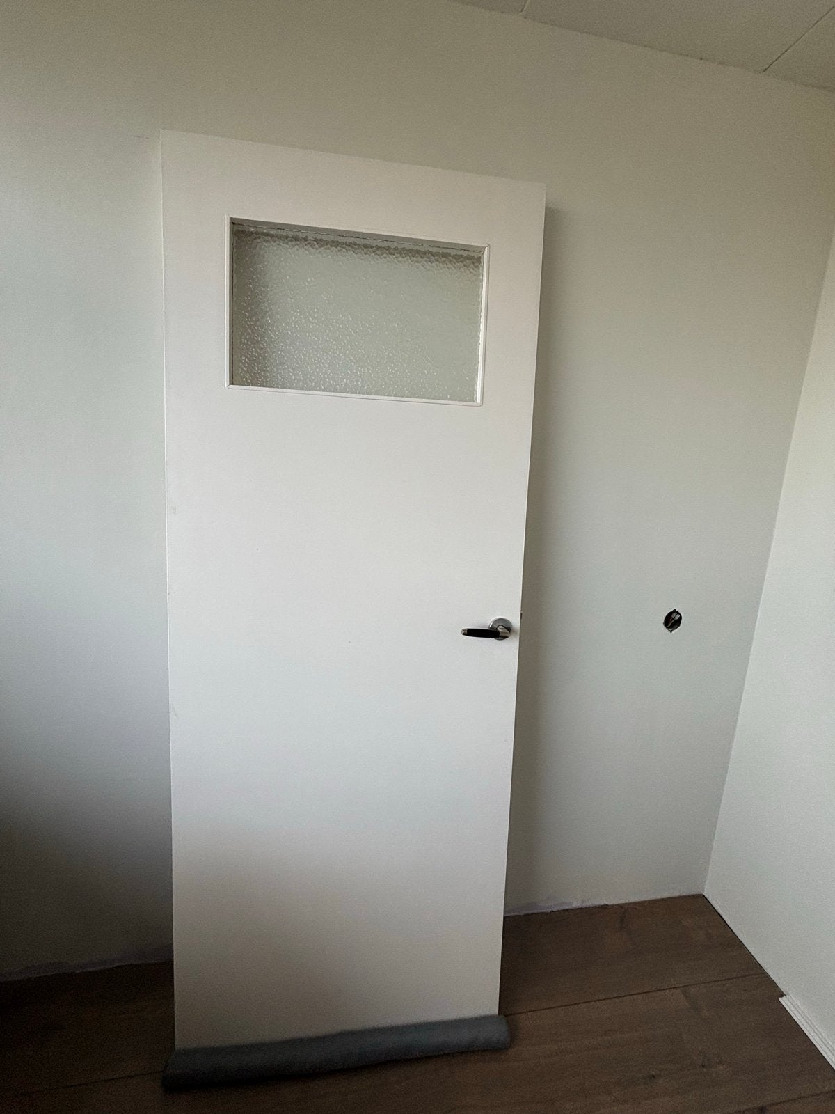 Binnendeur wit met glas, 77,5 bij 201 cm, 4 cm dik, Ophalen, Gebruikt, 80 tot 100 cm, Binnendeur