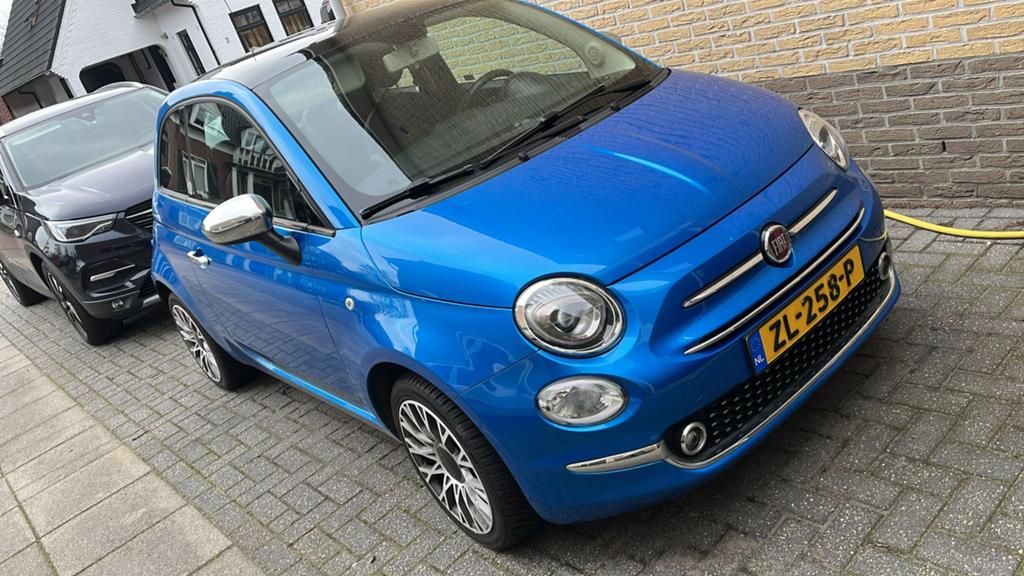Fiat 500 1.2 2018 Blauw, Voorwielaandrijving, 4 cilinders, 840 kg, Leder en Stof