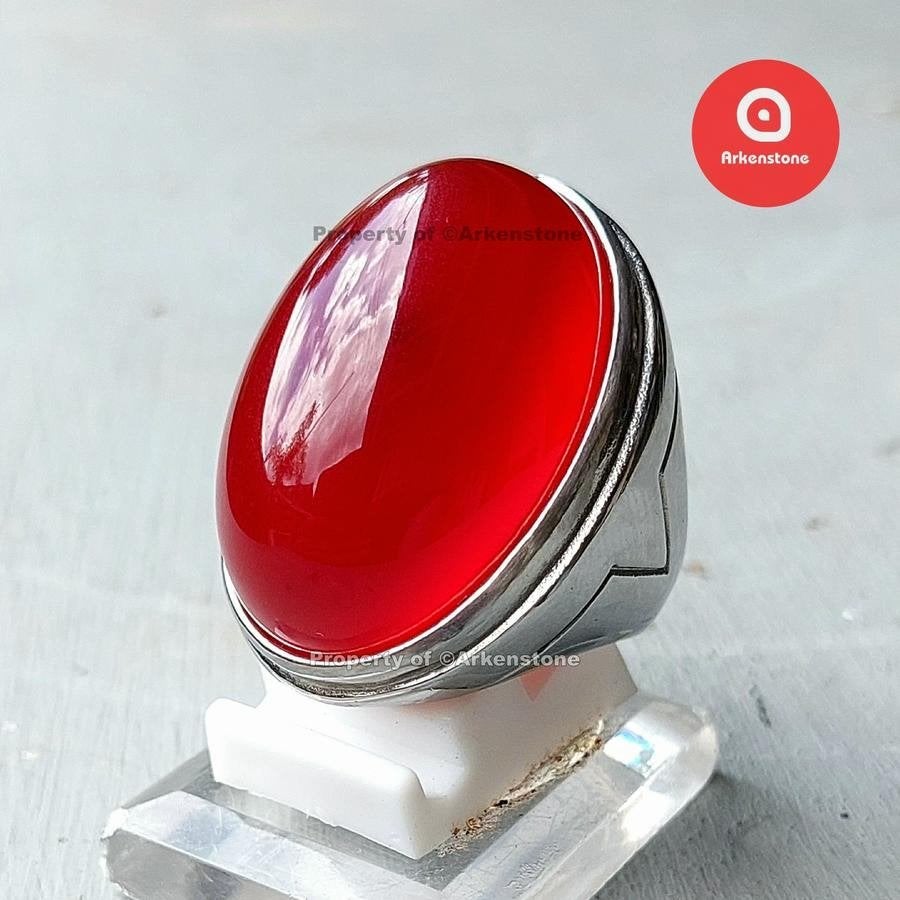 Massieve Titanium Statement Ring "Grote Rode Baron" CAR41, Sieraden, Tassen en Uiterlijk, Ringen, Overige materialen, 20 of groter