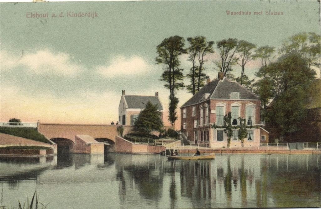 Elshout a.d. Kinderdijk - Waardhuis met Sluizen - 1907 gelop, Verzenden, Voor 1920, Gelopen, Zuid-Holland
