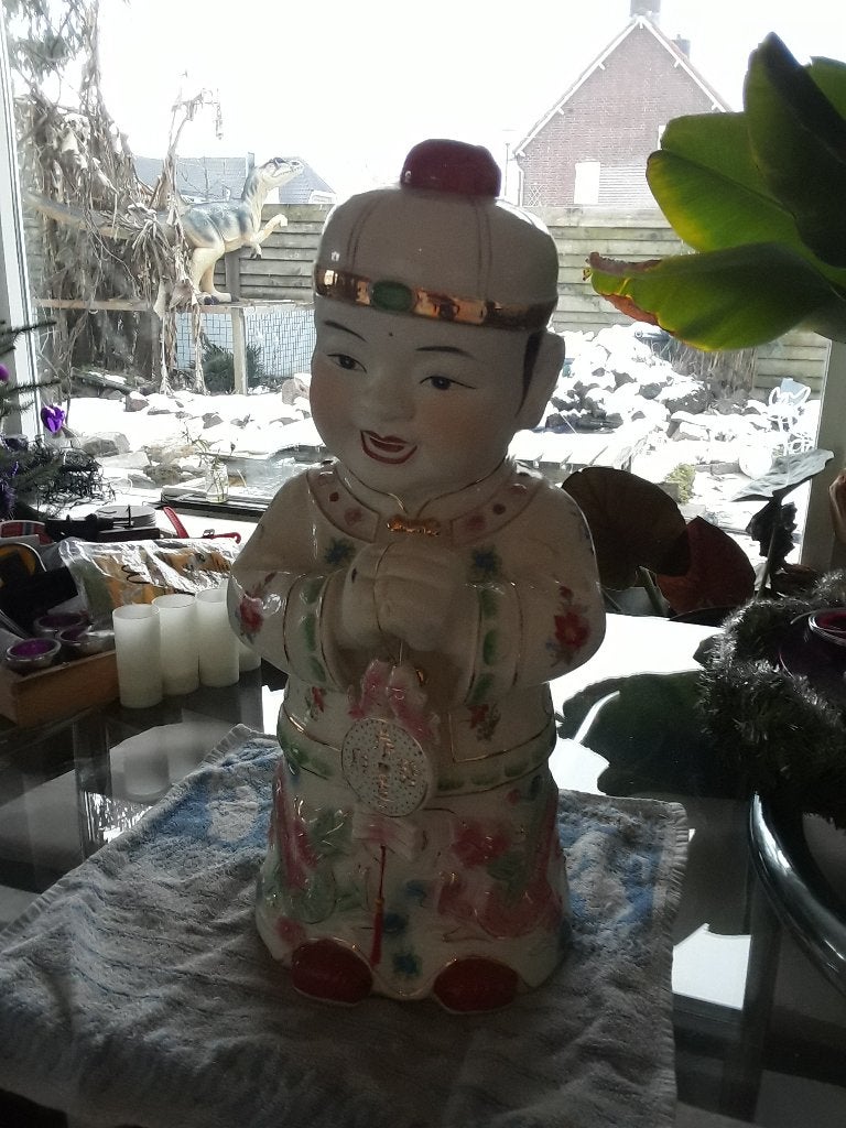 2 chinese geluks beelden, Verzamelen, Beelden en Beeldjes, Ophalen, Gebruikt, Mens
